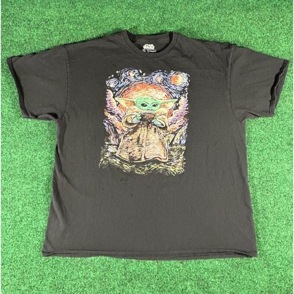 Star Wars Mandalorian Van Gogh Short Sleeve Movie T-Shirt Mens Size‎ 2XL - Picture 1 of 5